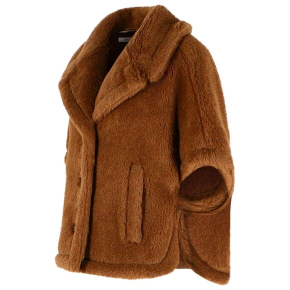 Max Mara Boxy Cape In 'Teddy' Of Alpaca And Brown Cachemire Women - Picture 2 of 3